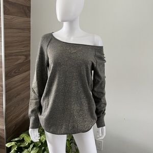 Vince Sweater 100% Cashmere Tunic Long Sleeve Grey / Gold Sparkle Sz Small❤️